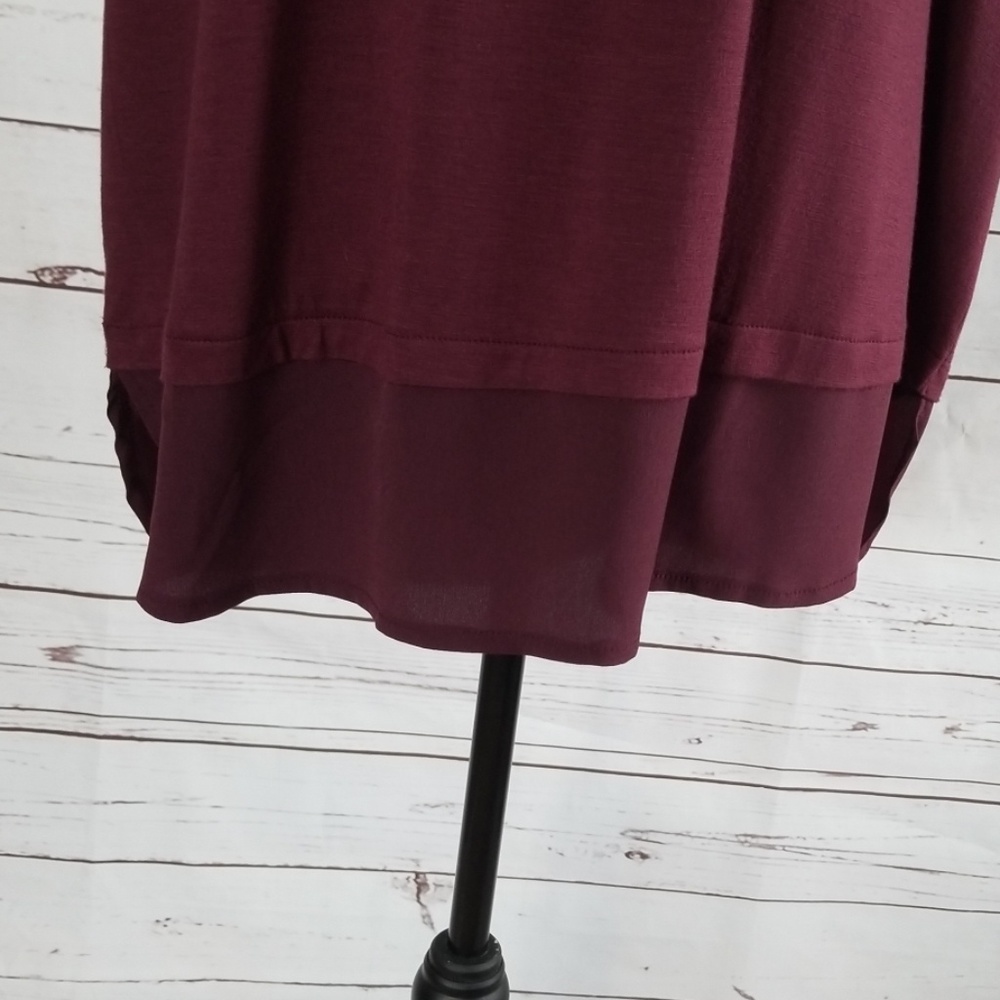NWT Apt. 9 burgundy embellished tiered hi low tank - Picture 2 of 7